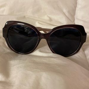 Liu Jo Sunglasses LJ659S Black Round Cat Eye with lavender temples lace detail